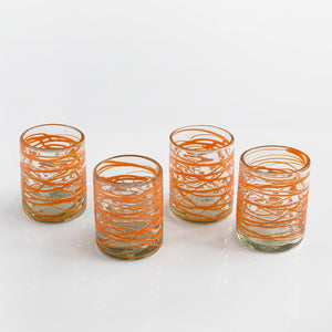 Handblown Glasses - Orange (Set of 4)
