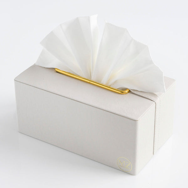 Leather & Gold Tissue Box Cover