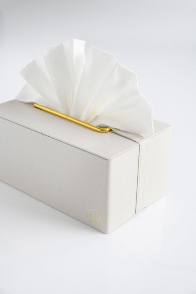 Leather & Gold Tissue Box Cover