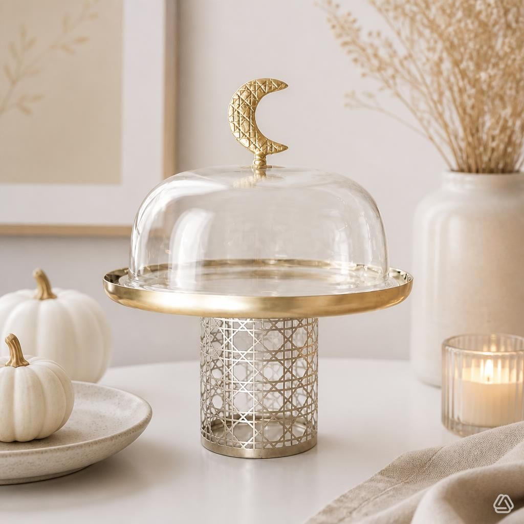 Moon-Capped Glass Cake Dome with Silver Base – Maison Zeido