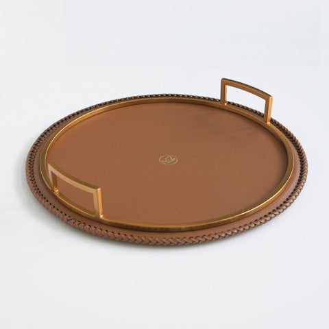 Brown Leather Round Tray