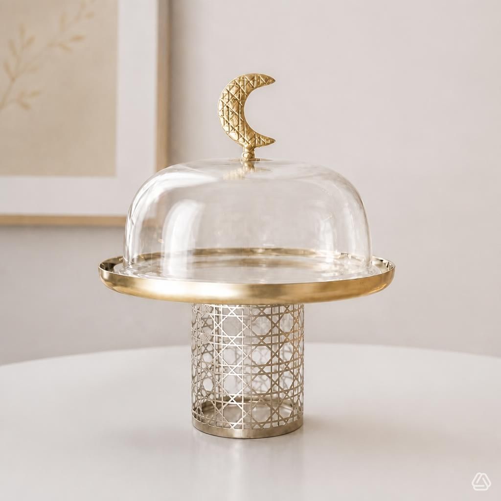 Moon-Capped Glass Cake Dome with Silver Base – Maison Zeido