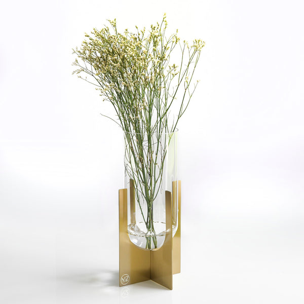 Pillar Gold and Glass Vase
