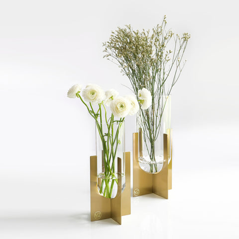 Pillar Gold and Glass Vase