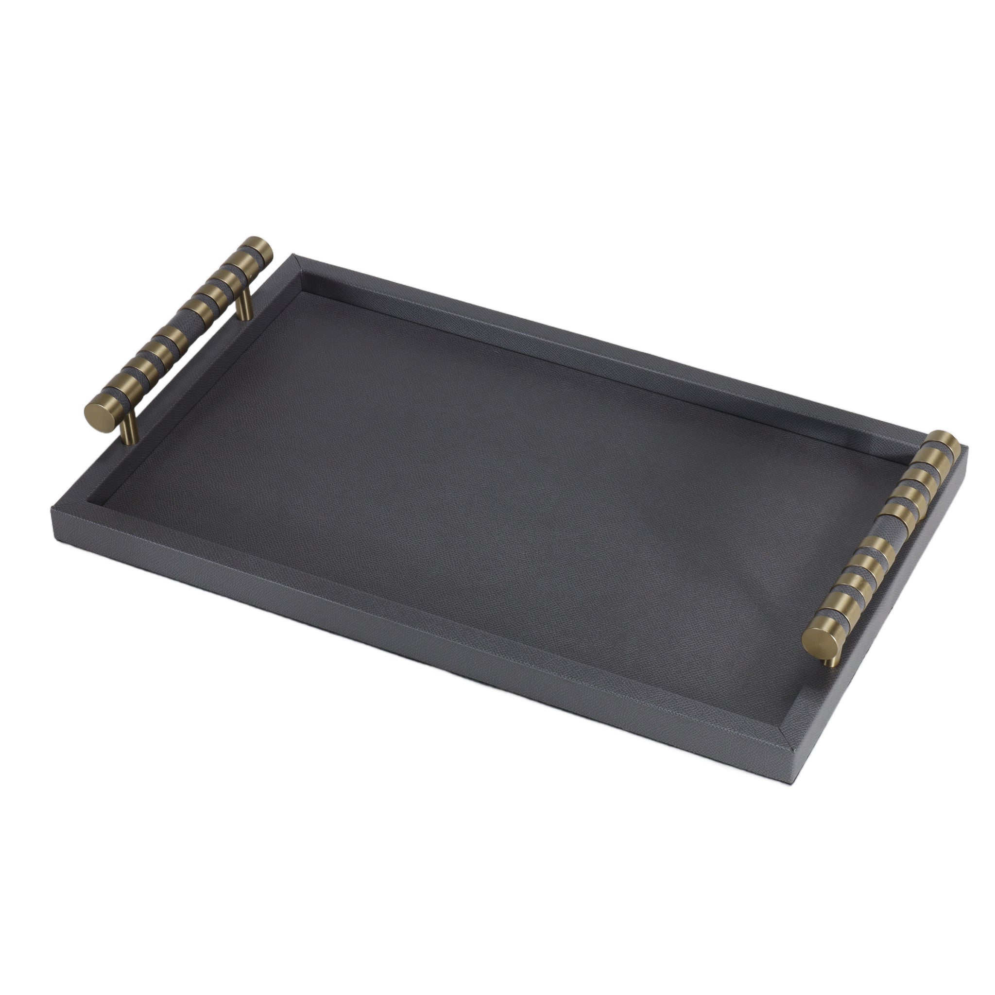Grey Leather Serving Tray