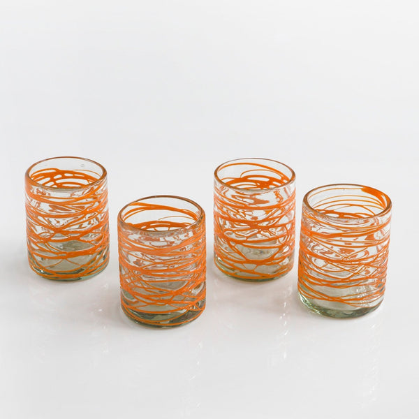 Handblown Glasses - Orange (Set of 4)