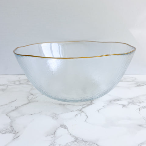 Clear Salad Bowl with Gold Rim