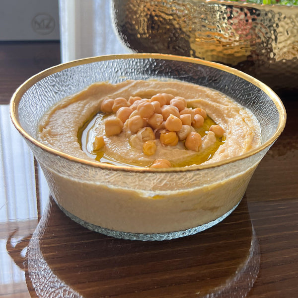 Pebbled Glass Bowl with Gold Border