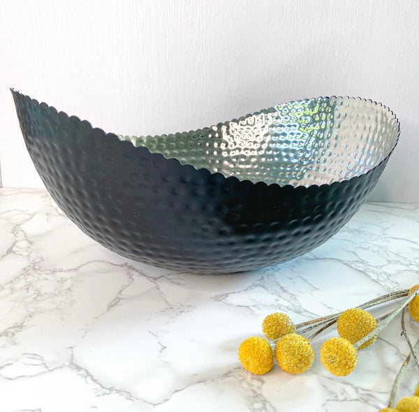 Black & Silver Metal Decorative Bowl