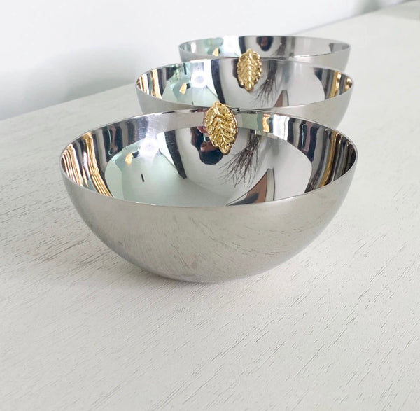 Metal Decorative Bowl with Gold Leaf Accent