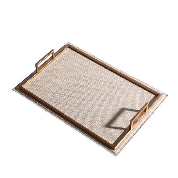 Beige Leather Serving Tray