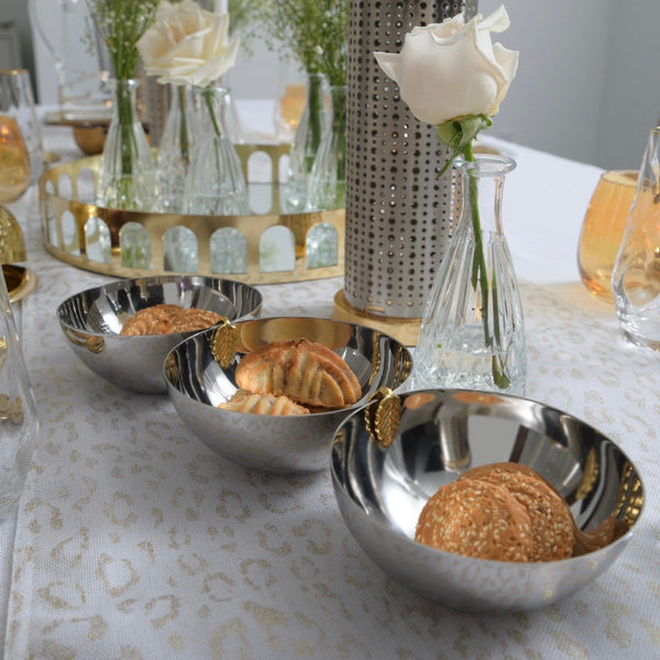 Metal Decorative Bowl with Gold Leaf Accent