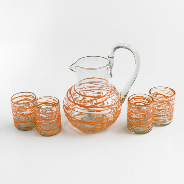 Handblown Glasses - Orange (Set of 4)