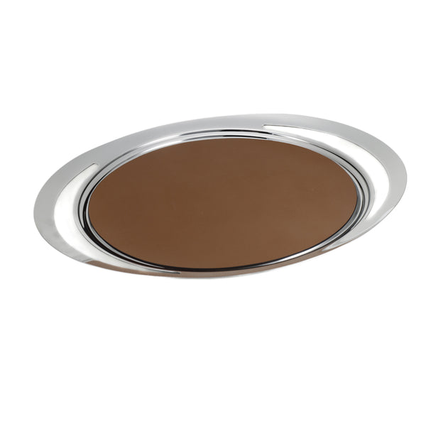 Brown Round Tray with SS Edges