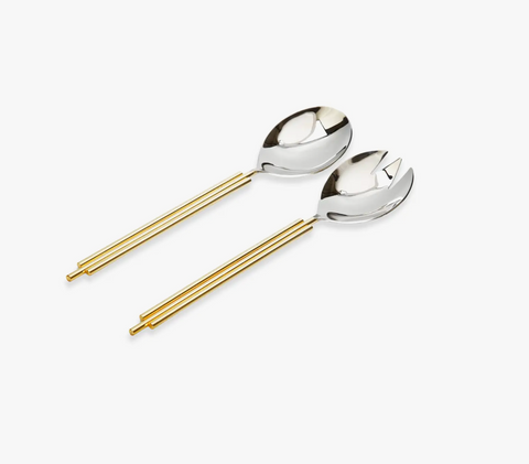Salad Servers with Gold Symmetrical Design