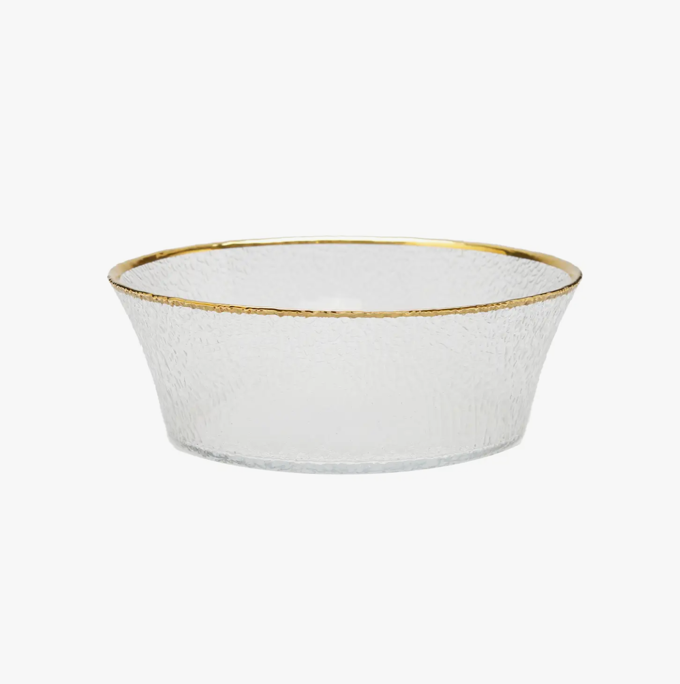 Pebbled Glass Bowl with Gold Border