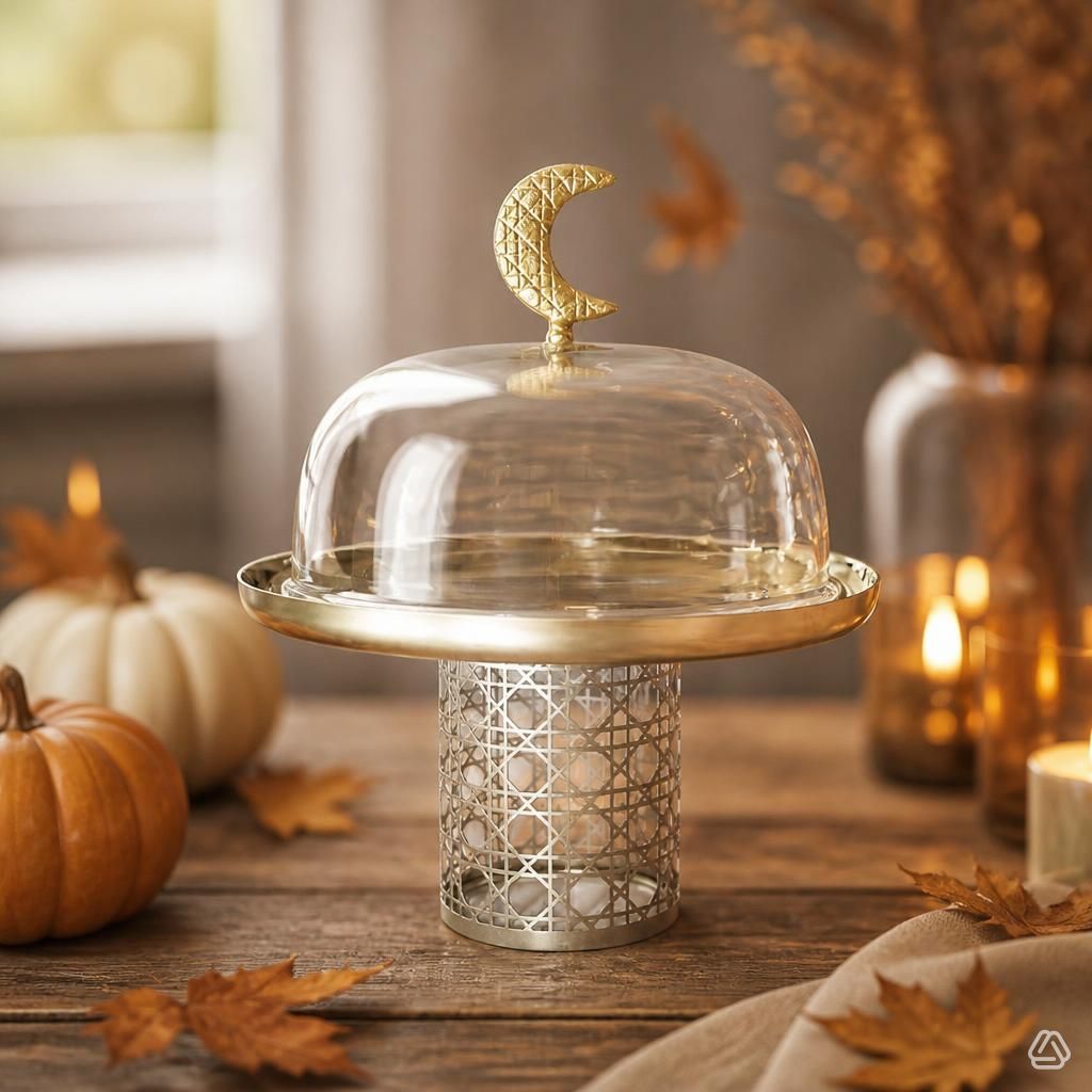 Moon-Capped Glass Cake Dome with Silver Base – Maison Zeido