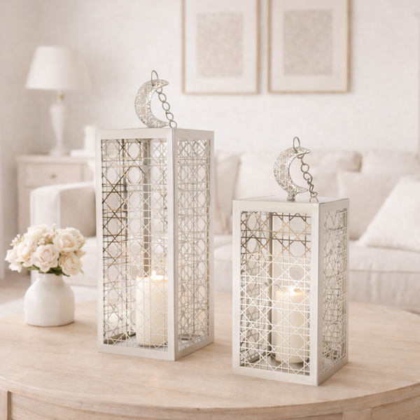 Silver Decorative Lanterns with hanging chain