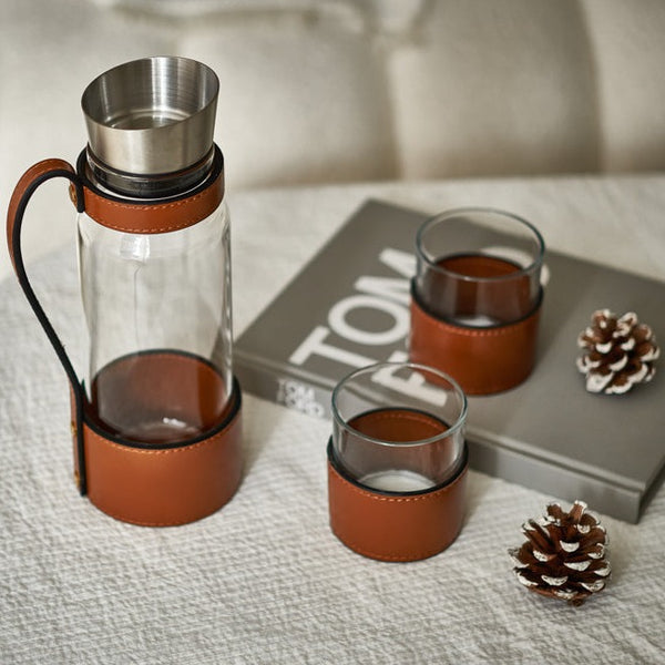 Water Jug with set of 2 Cups (Brown and Grey)