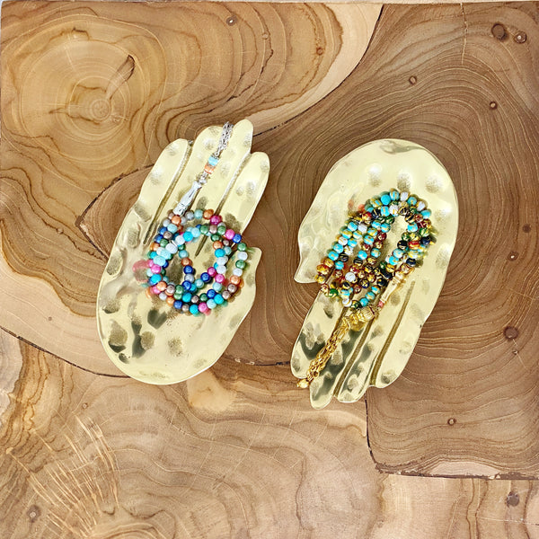 The sand sculpture & mini tray in brass gold
