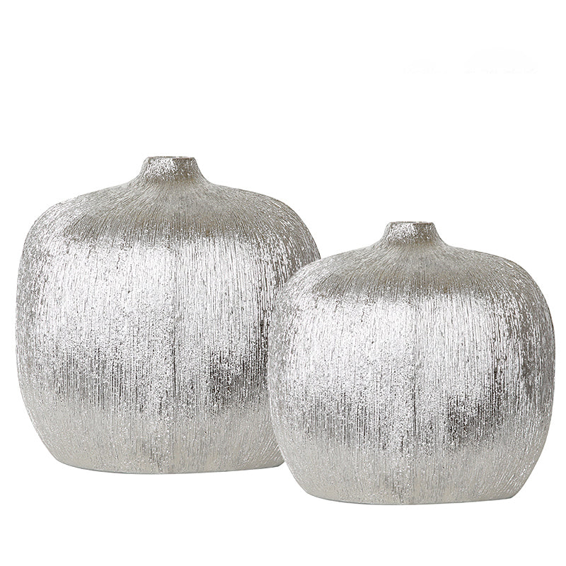 Silver Textured Ceramic Vase