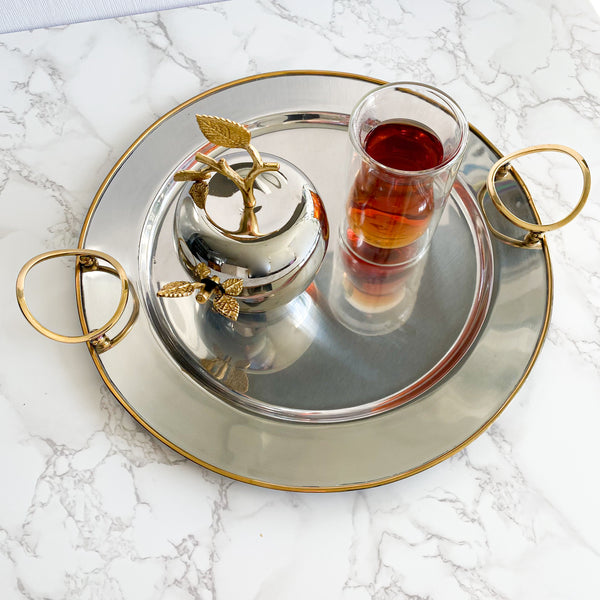 Round Loop Tray with Gold Handles