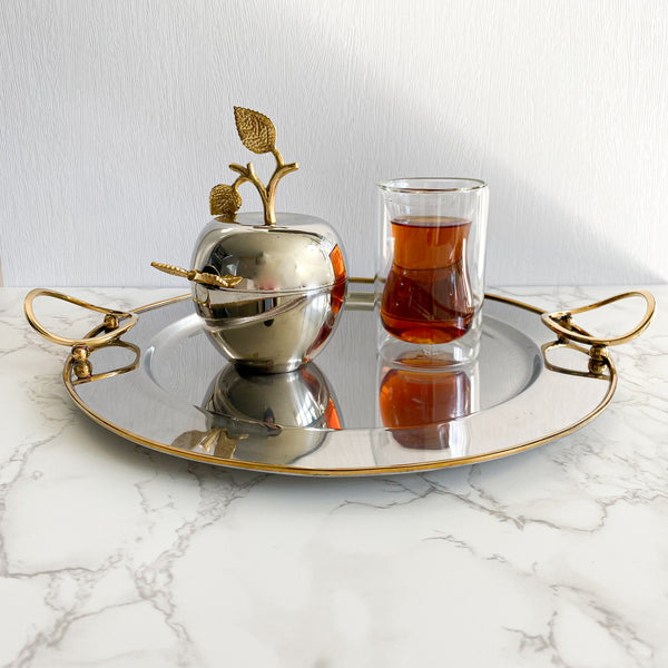 Round Loop Tray with Gold Handles
