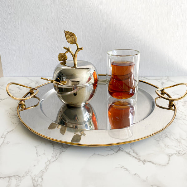 Round Loop Tray with Gold Handles
