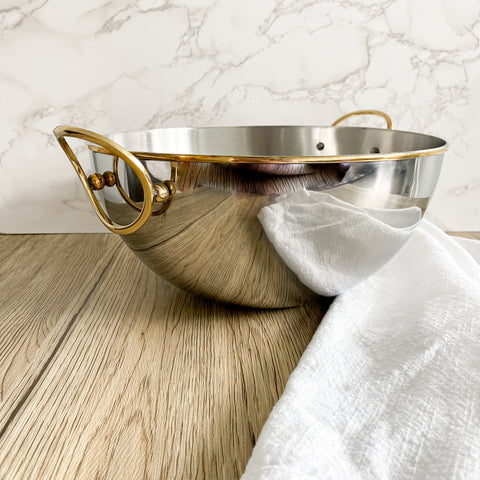 Loop Salad Bowl with Gold Handles