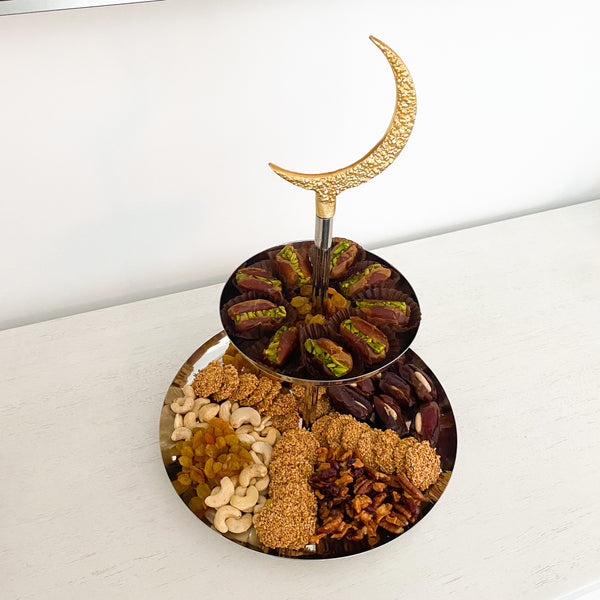 Moon 2 Tier Silver & Gold Stand