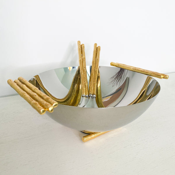 Gold & Silver Salad Bowl with Servers