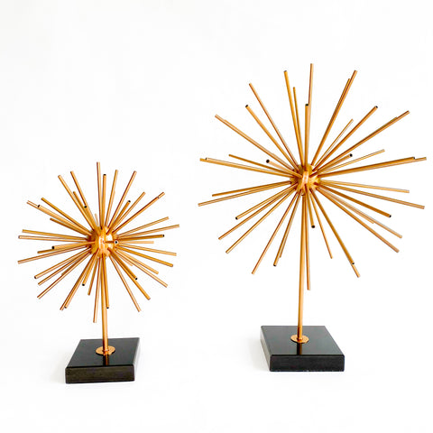 Ella Starburst Brass Sculpture with black marble stand