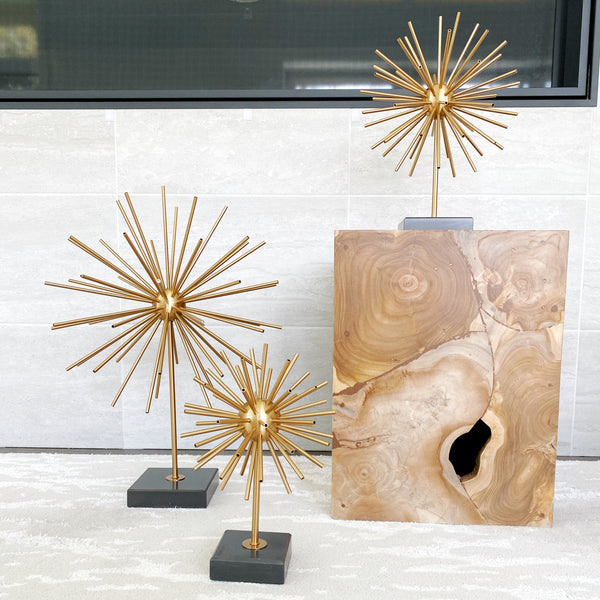Ella Starburst Brass Sculpture with black marble stand