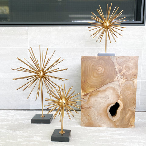 Ella Starburst Brass Sculpture with black marble stand
