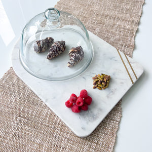 Marble Cheese Board with Glass Cloche