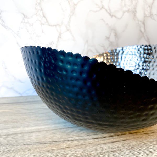 Hammered Black & Silver Bowl