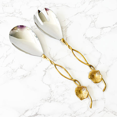 Flower Gold & Silver Serving Set