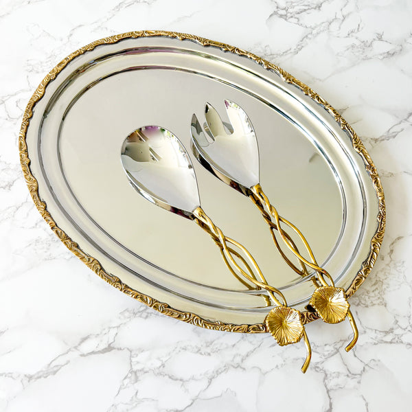 Oval Tray with Gold Border