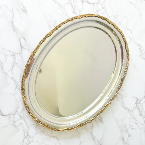 Oval Tray with Gold Border