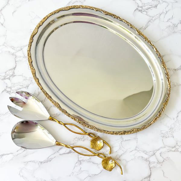 Oval Tray with Gold Border