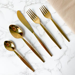 Hammered Gold Flatware (Set of 20 pieces)