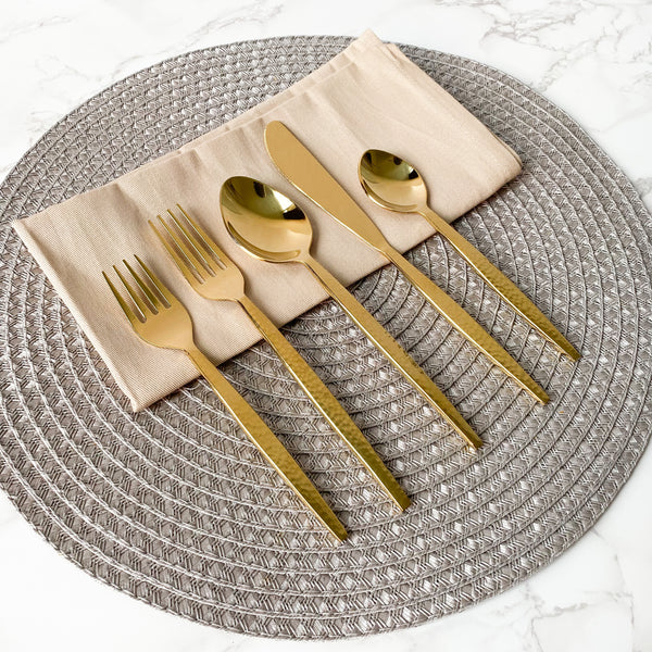 Hammered Gold Flatware (Set of 20 pieces)
