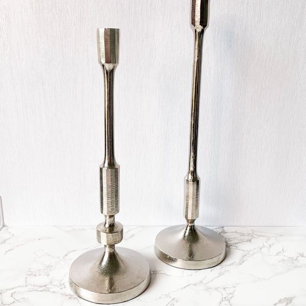 Brushed Nickel Candle Holder (Set of 2)