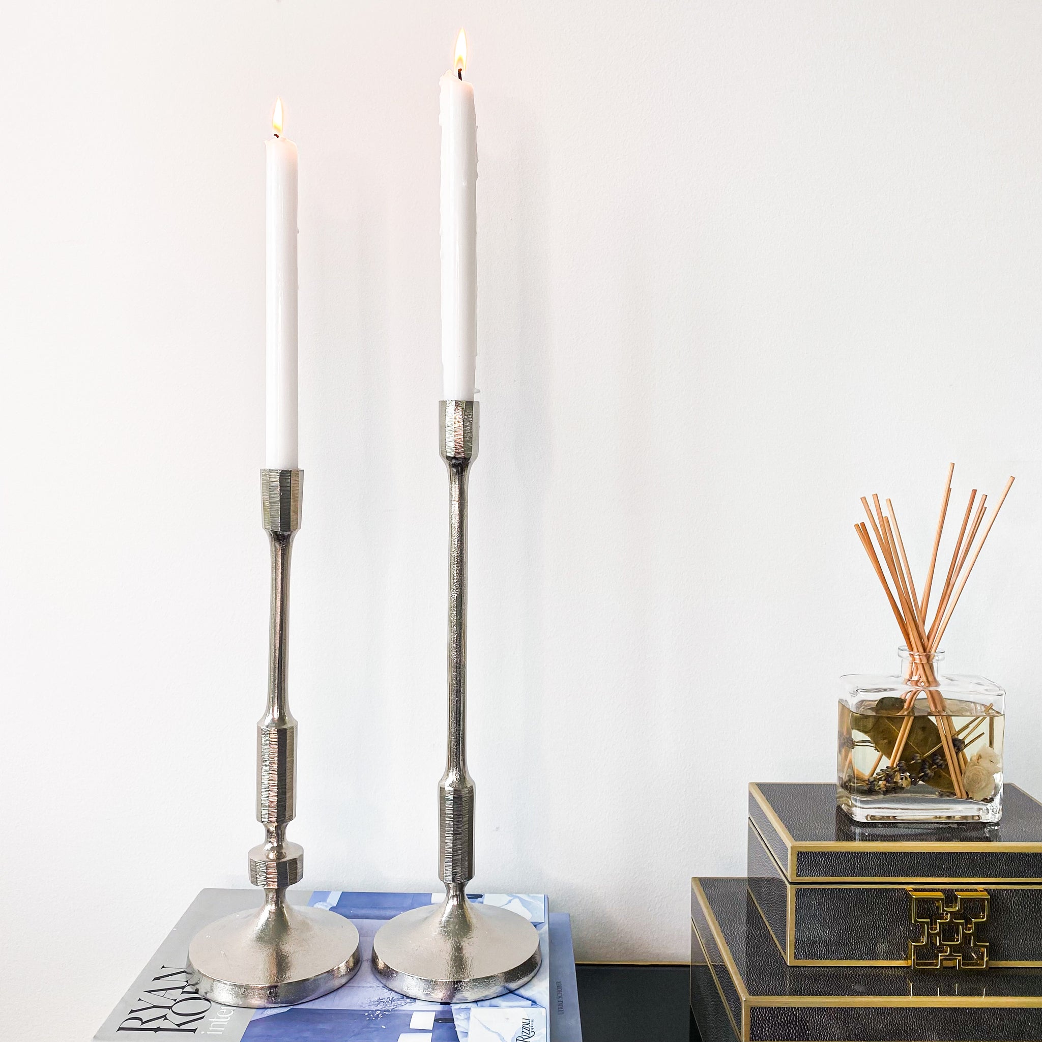 Brushed Nickel Candle Holder (Set of 2)