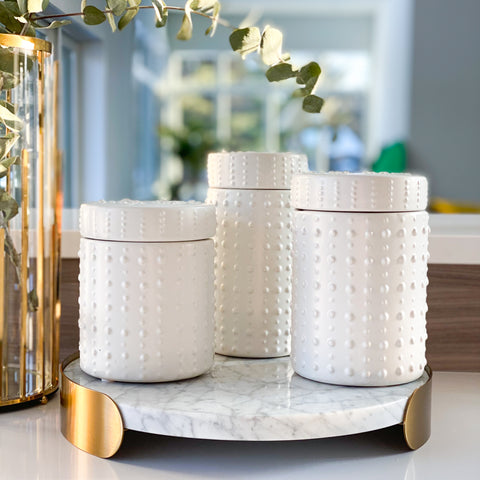 White Stud Coffee Jars