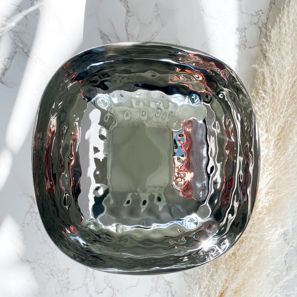 Herringbone Silver & Gold Salad Bowl