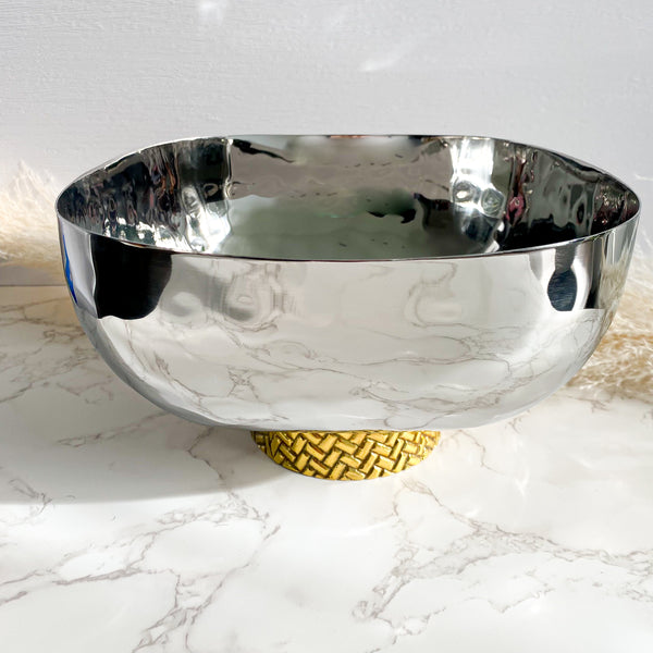 Herringbone Silver & Gold Salad Bowl