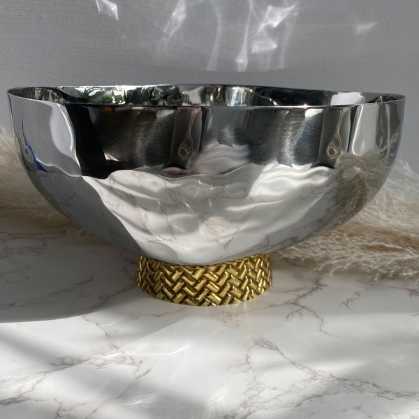 Herringbone Silver & Gold Salad Bowl