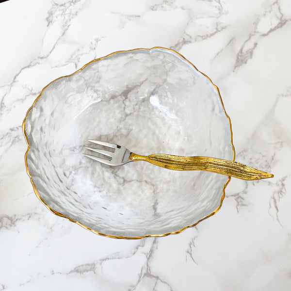 Rippled Edge Gold & Glass Bowl (Set of 3)