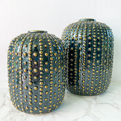 Black Studded Vase